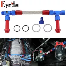 Braided AN8 Dual Feed Carb Fuel Line Double Pump For 4150 Holley Carburetor