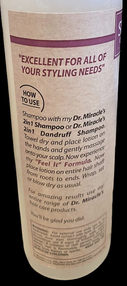 DR. LOCIÓN DE PEINADO PARA ENVOLVER Y FIJAR MILAGRO'S HEALING 6 OZ NUEVA SIN CAJA Foto 3 de 3