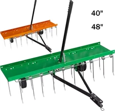 40" / 48" Dethatcher Tow Behind Lawn rake Sweeper W/ Transport Handle Rust-proof
