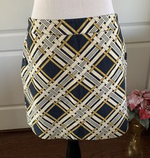 Vineyard Vines Women's Navy/Yellow Rope Plaid Lined Skirt Size 2 Pockets Size 2