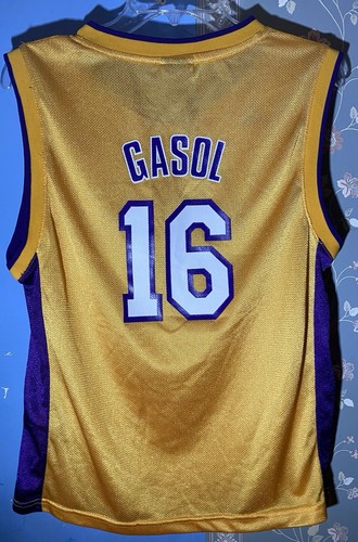 Adidas Los Angeles Lakers Jersey Boys Large Purple Gold Pau Gasol Youth NBA NWOT - 第 4/5 張圖片