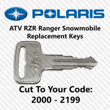 Polaris Keys Cut by Code ATV Ranger RZR Snowmobile key made to codes 2000 - 2199