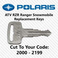 Polaris Keys Cut by Code ATV Ranger RZR Snowmobile key made to codes 2000 - 2199