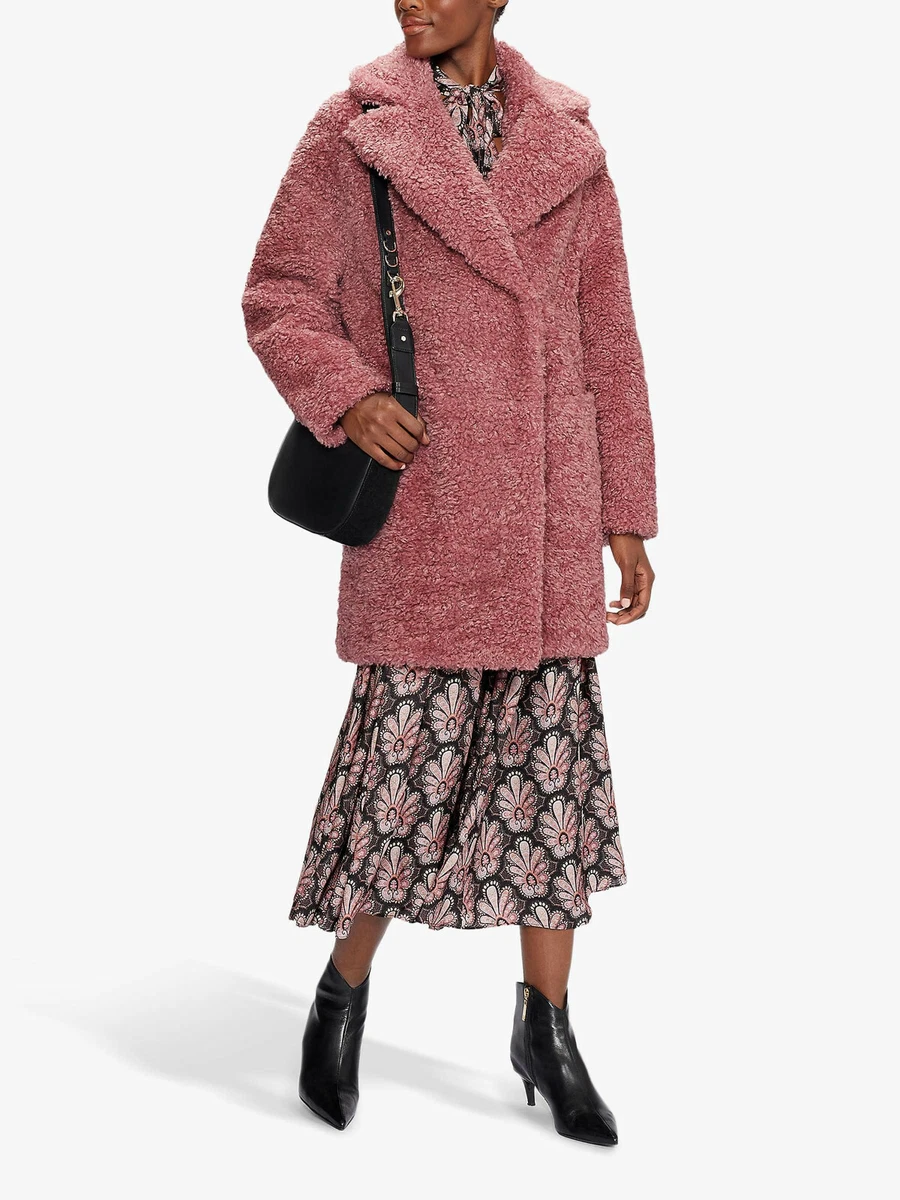Ladies pink teddy coat sale
