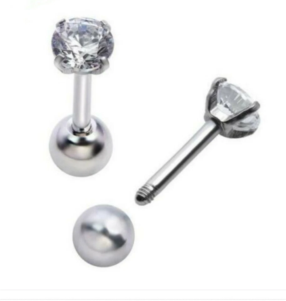 Piercing Brillantino Tondo in Acciaio Helix Trago Labbra Cartilagine - Immagine 3 di 4