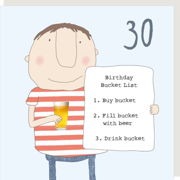 Drink Beer Bucket List 30th Birthday Card - Rosie Made a Thing Gin & Frolics