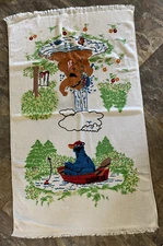 Vtg JCP Sesame Street Bath Towel Snuffleupagus Bathing & Cookie Monster Fishing