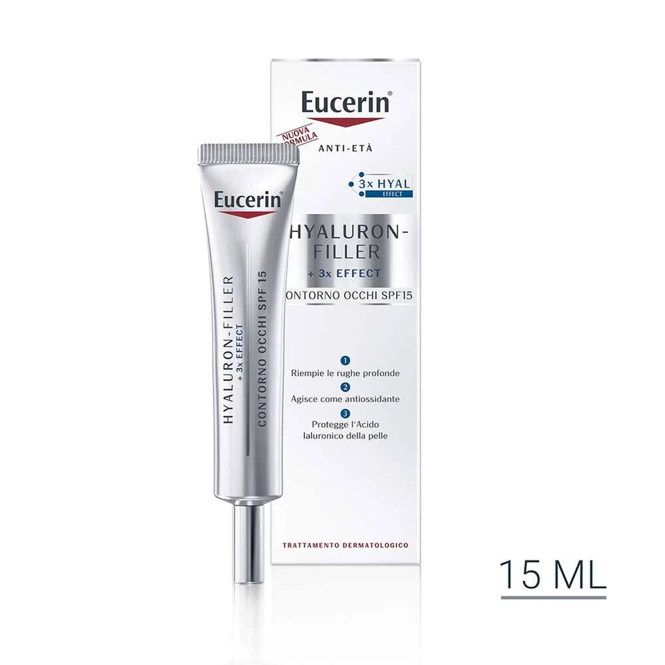 Eucerin Hyaluron Filler - +3x Effect Crema Contorno Occhi Anti Età, 15ml