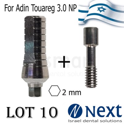 Set x10 Gerades Abutment Adin Touareg Close Fit NP 3,0 2,0mm Sechskant