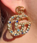 GUCCI CRYSTAL INTERLOCKING GG EARRINGS - Box & Dust Pouch Included