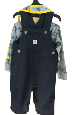 Carhartt オーバーオール 18m CARHARTT 18M Baby Toddler Black Bib Overalls Snap Crotch Gray Bear