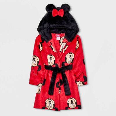 Disney Minnie Mouse Robe Pajama Cover Girl Toddler 2T 3T 4T 5T Bathrobe Bow  Ears - Main Image
