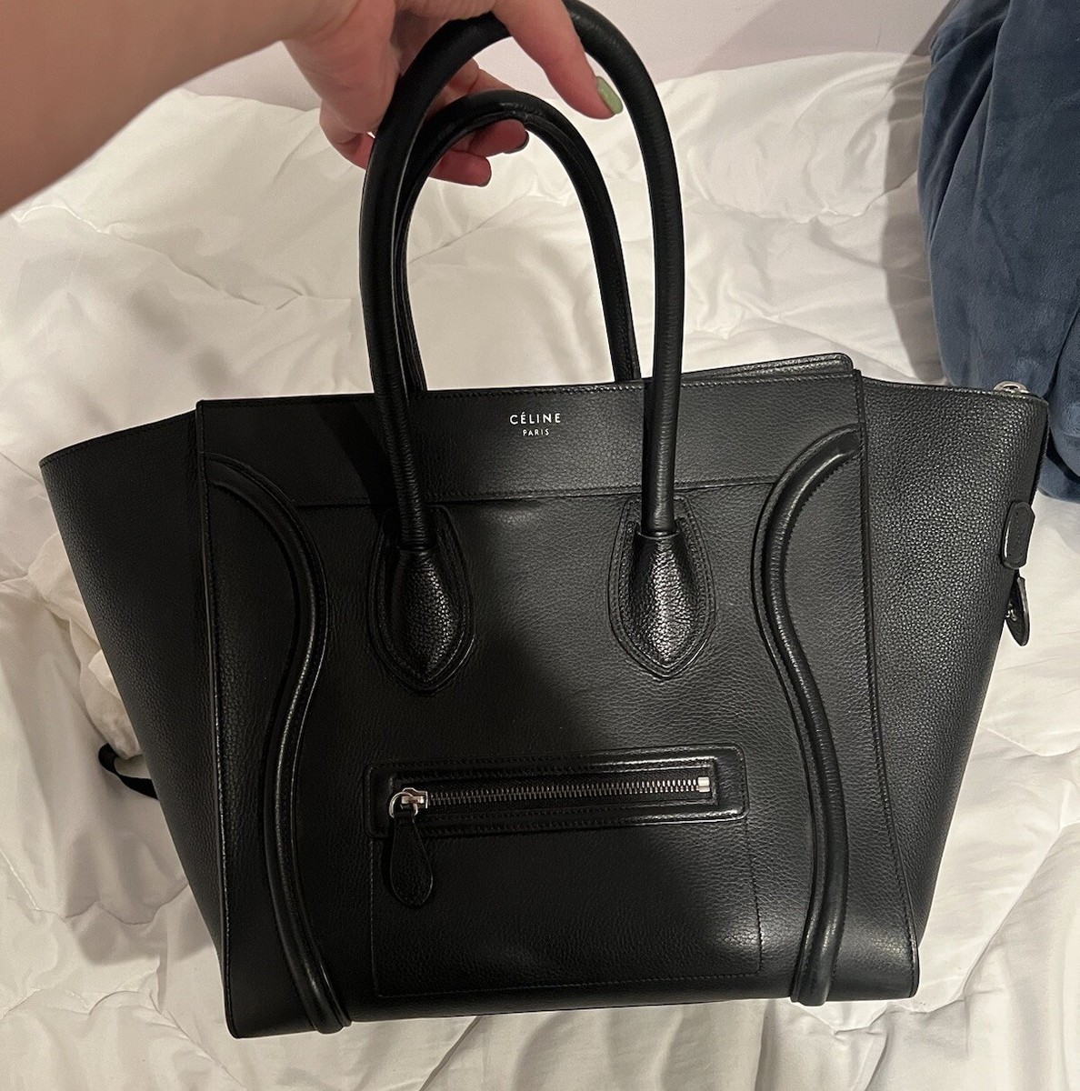 CELINE / ハンドバッグ/レザー/BLK/無地 CELINE Black Leather large Shoulder/Tote Handbag! *preowned* | eBay