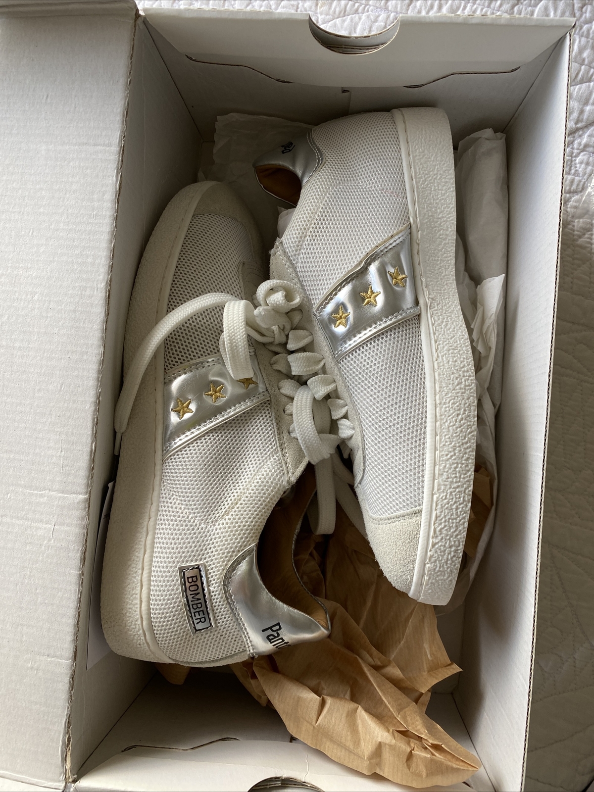 Pantofola D’Oro 39 Bomber Bianco Con Oro Argento