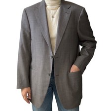 Canali Exclusive Mens Gray Wool Silk Blend Suit Set Sport Coat Blazer 42R