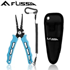 FLISSA 7-1/2" Fishing Pliers 420 Stainless Steel Split Ring Pliers Hook Remover