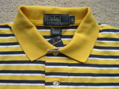 NEW~POLO Ralph Lauren YELLOW NAVY Stripe PONY LOGO - Main Image