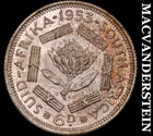 1953 South Africa 6 Pence Silver- Super Color- Choice Gem Brilliant Unc #J5633