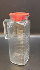 Coveiro Ribbed Glass Art Deco Style Pitcher, Made in Italy 40oz 44