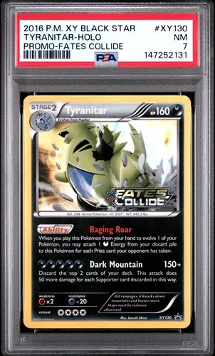 Pokemon Tyranitar Holo Prerelease Black Star Promo XY130/124 Fates Collide PSA 7