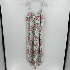 Dentelle Vintage 90s Y2K Floral Satin Slip Dress Nightie Romantic Size Medium