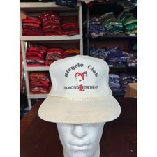 Vintage White Corduroy Roper Hat Bicycle Club Diamond Jim Brady Cap Snapback VTG