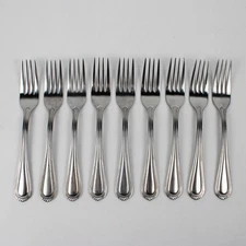 Lot of 9 Oneida Countess Forks Stainless Steel Glossy Finish
