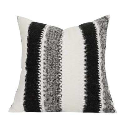 Out/Indoor 18x18 in Black&White&Gray Soft Stripes Wool Farmhouse Decorative T...