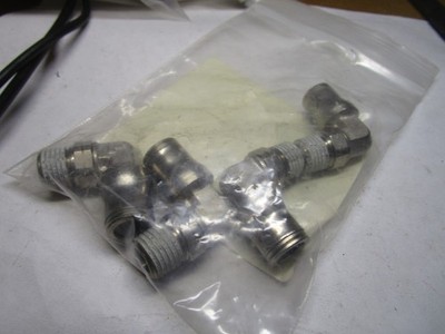 3/8'' Tube x 1/4'' Male NPTF 90° Nickel Plated Brass PTC Swivel Elbow QTY 4