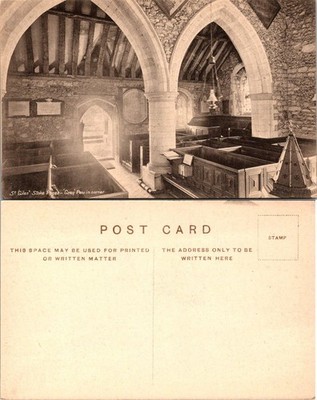 St Giles Stoke Poges Church Interior Postcard Sepia Unposted Real Photo RPPC