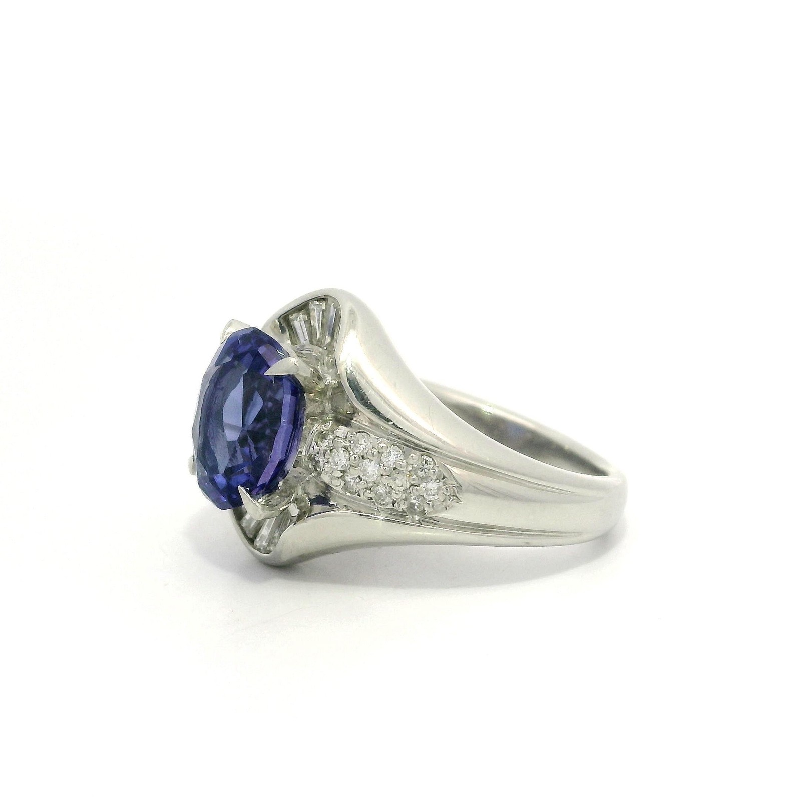 Solid Platinum 2.99ctw Oval Violet Blue Tanzanite… - image 6