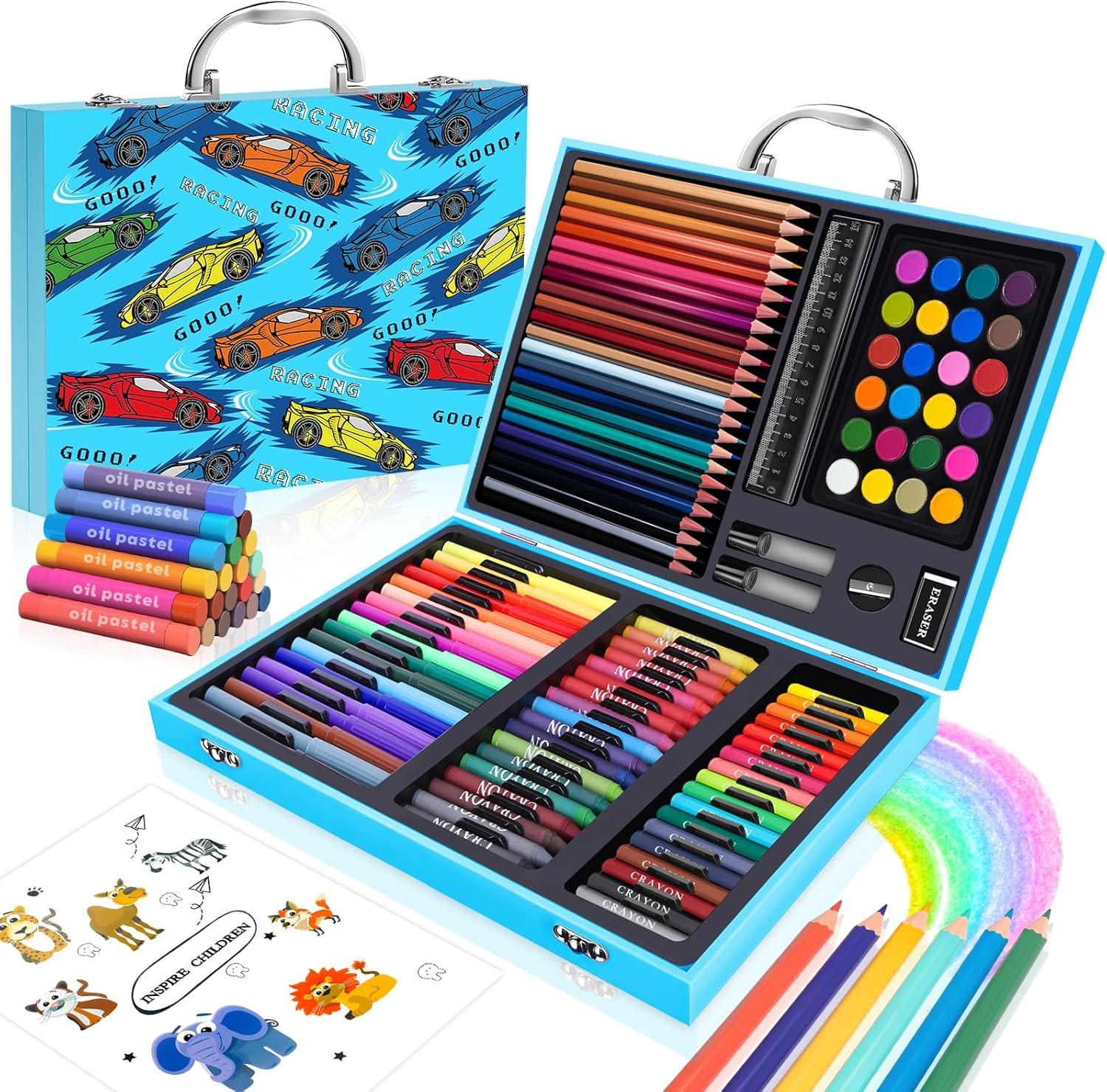 Art Supplies Kit for Kids Ages 4 12 Blue Art Case Coloring S