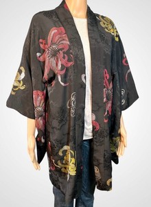Vintage Luxe Gold & Silver Chrysanthemum Haori Silk Kimono Handmade Post 1940s