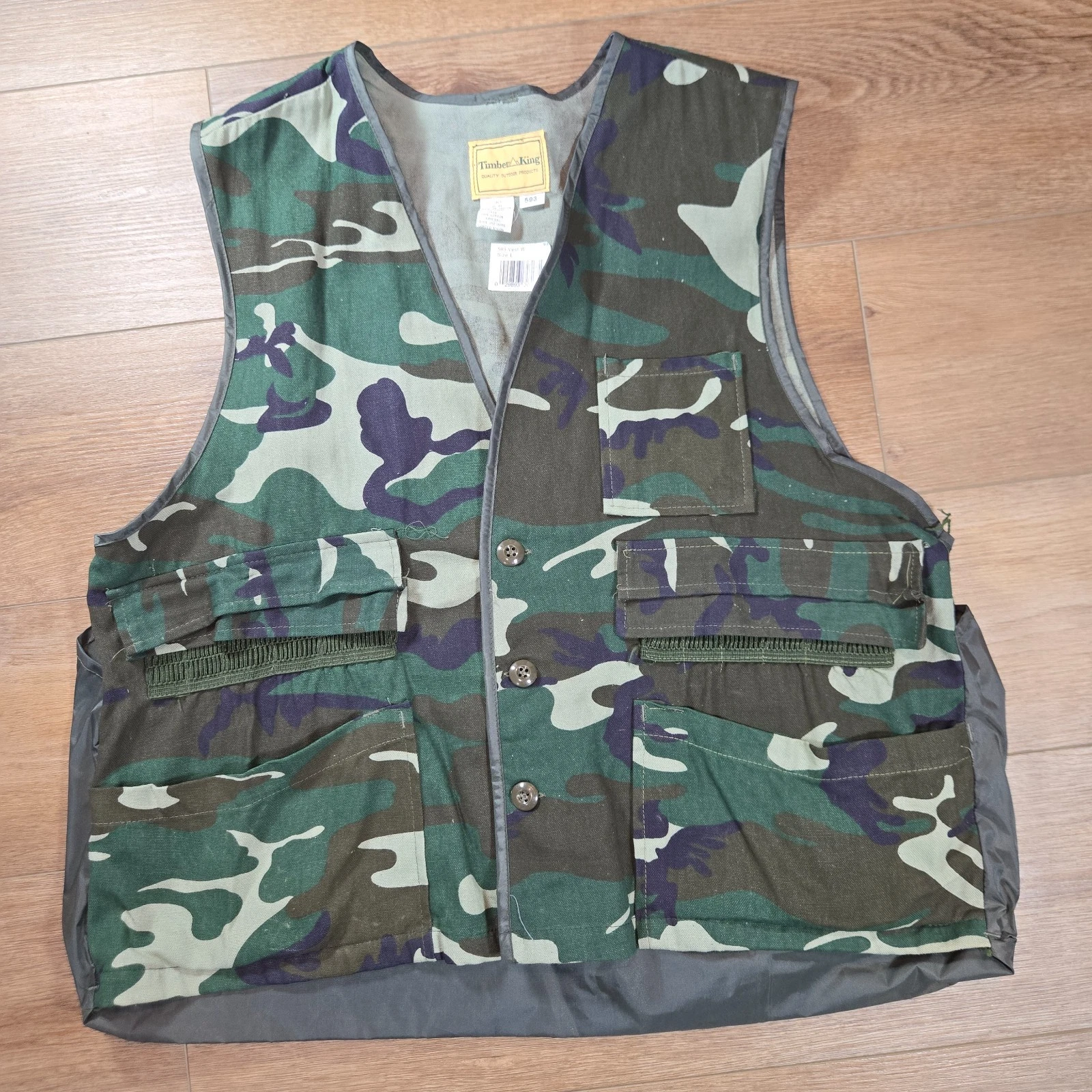 Vintage Timber King Hunting Camo Vest Large 42/44 Hong Kong Outdoors Field