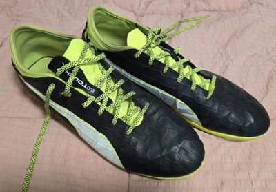 Puma evoTouch 3 FG Soccer Cleat Shoes Black White Safety Yellow US 13 Indoor
