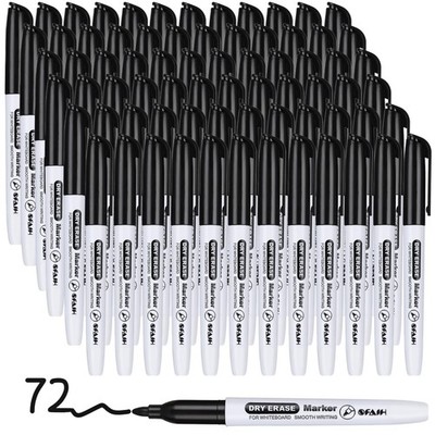 SFAIH Fine Tip Dry Erase Markers - 72 Pack Black 1 Count (Pack of 72),