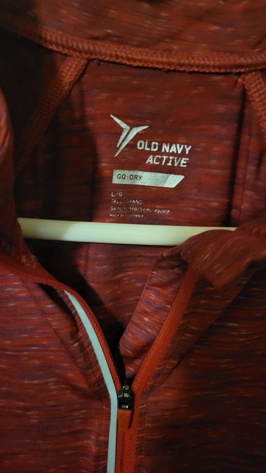 Old Navy Active Go Dry Talla L Rosa Oscuro Cuarto Mármol Cremallera Manga L Agujero Pulgar Foto 2 de 4