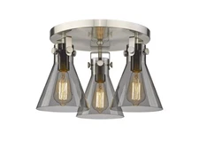 Innovations Lighting 411-3F-11-20 Newton Cone Flush Newton Cone 3 - Satin Nickel