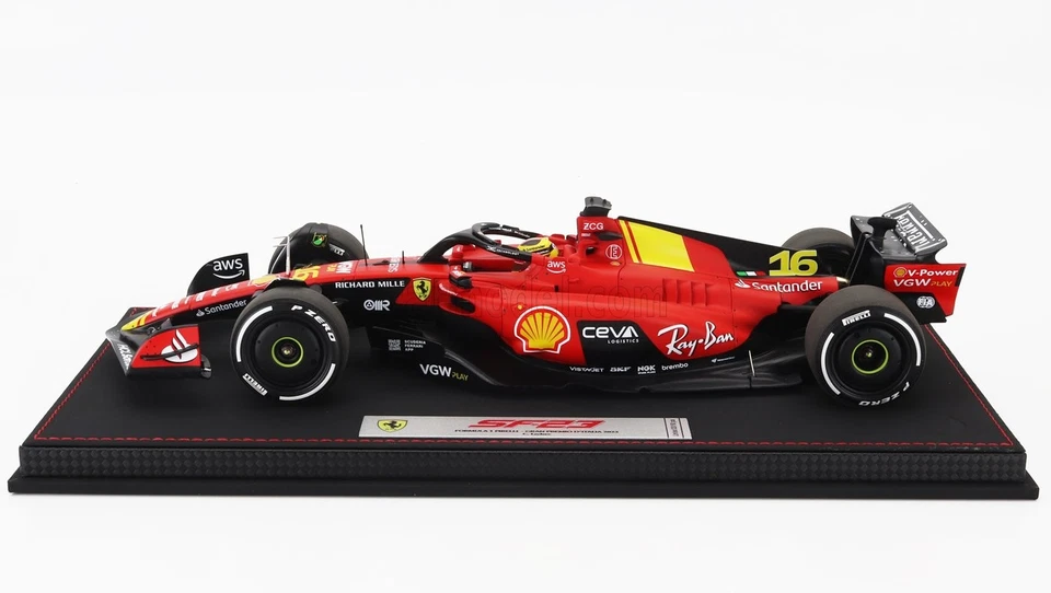 MODELLINO AUTO STATICO BBR FERRARI F1 SF23 LECLERC MONZA GP 2023 VETRINA 1/18 - Immagine 3 di 4