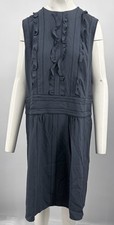 Prada 2016 Gray Ruffle Trim Sleeveless Paneled A-Line Dress sz 48