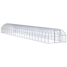 Chicken Coop Silver Galvanized Steel 9.8x65.6x6.6 ft Durable vidaXL
