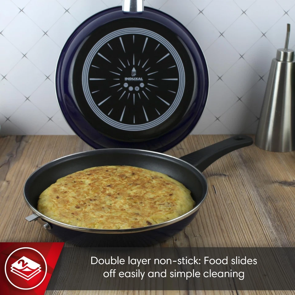Stylish 9 Inch Blue Vitrified Steel Saute Fry Pan with Non Stick Coating - Image 3 of 4