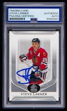 Steve Larmer Signed 2020-21 SP Signature Edition Legends Card #82 (PSA) Hockey