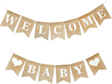 Welcome Baby Sign - Elegant Boy and Girl Announcement Banner - Newborn Birth Sig