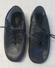 Leo's Jazz Dance Shoes Childs Sz 2 7178 Black Leather Split Sole Lace Up 4068