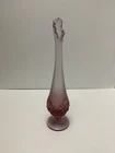 Vintage Fenton Glass Bud Vase Cabbage Rose Pink 11" Stamped