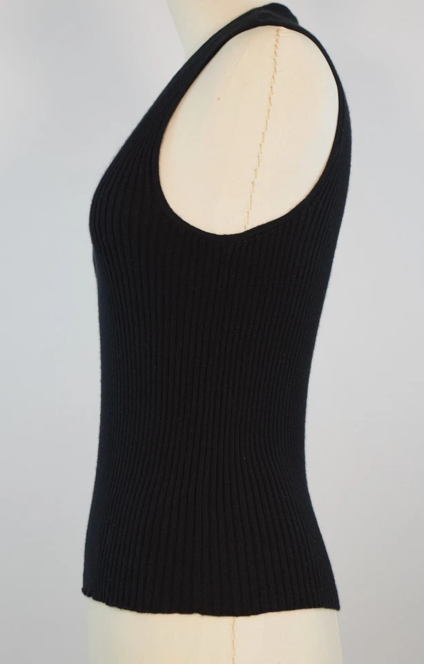 Suéter Vintage Dior Negro Lana Sin Mangas Cuello en V, Hecho en Francia FR 42 EE. UU. 10 Foto 2 de 4