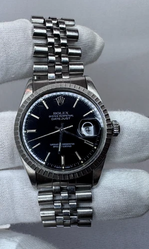 Vintage 1986 Rolex 16030 Datejust 36mm Black Stick Dial, Jubilee Men's Watch