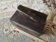 Vintage Wooden Shoe Shine Box Valet Dovetail Wood Foot Rest Brass Tone Latch