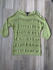 Peck & Peck Sequined Sweater Women’s Size Large Green 100% Rayon Pullover Knit